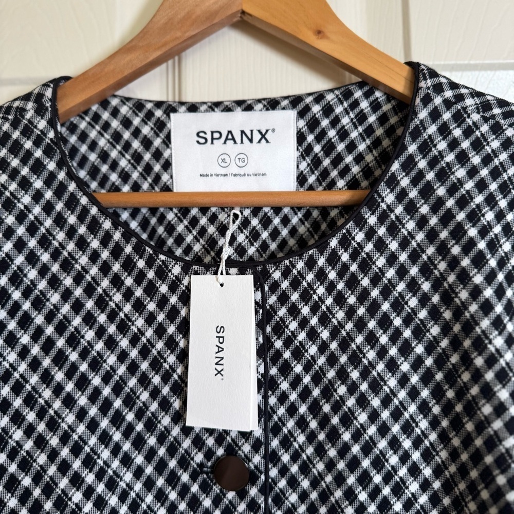 Spanx Ponte Lady Jacket in Jacquard Classic Black Plaid Size XL - Picture 6 of 12